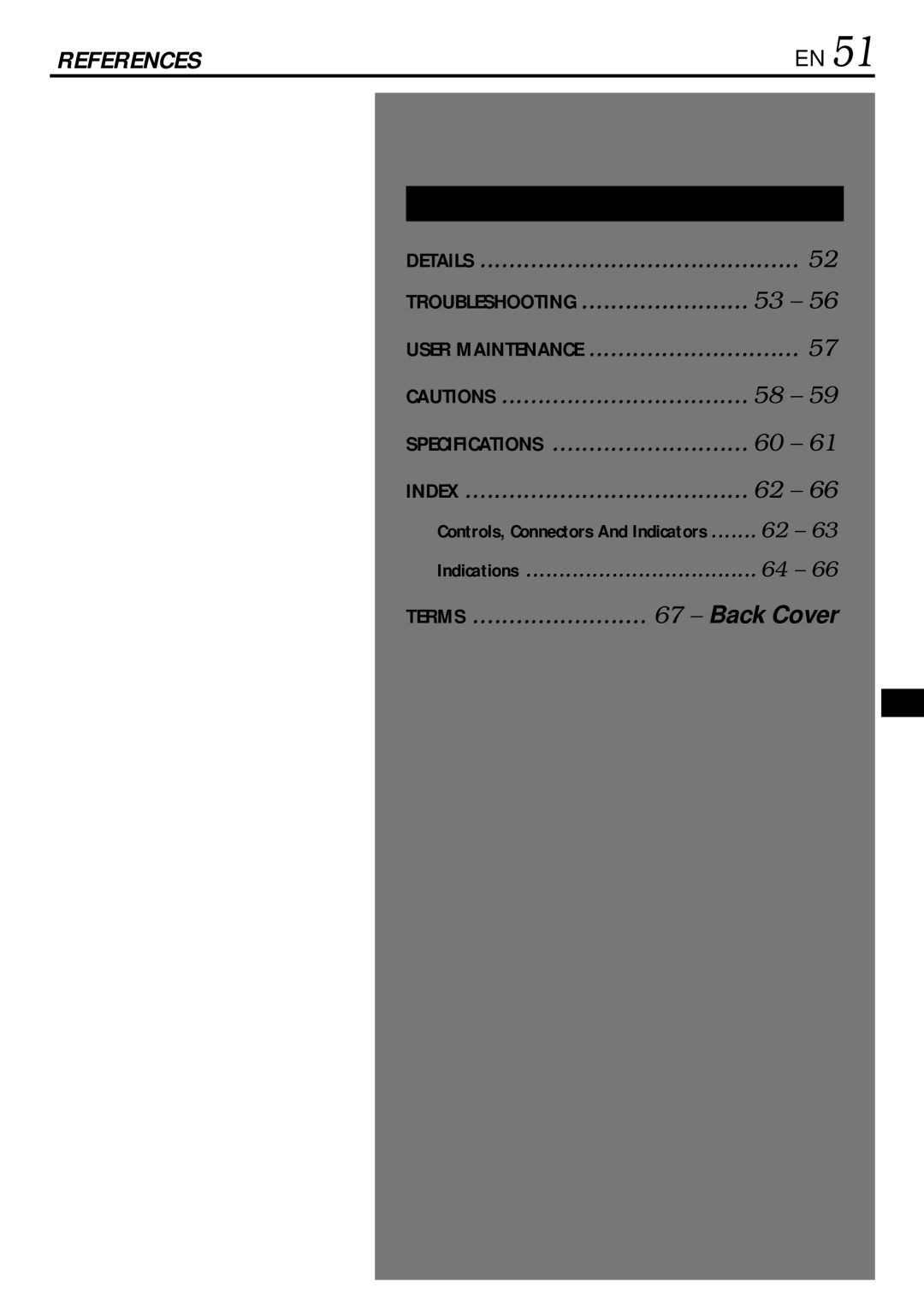 JVC GR-DVL155 specifications References 