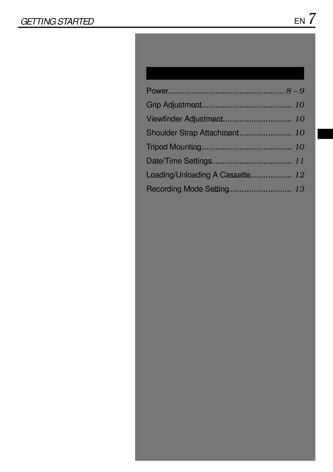 JVC GR-DVL155 specifications Getting Started 