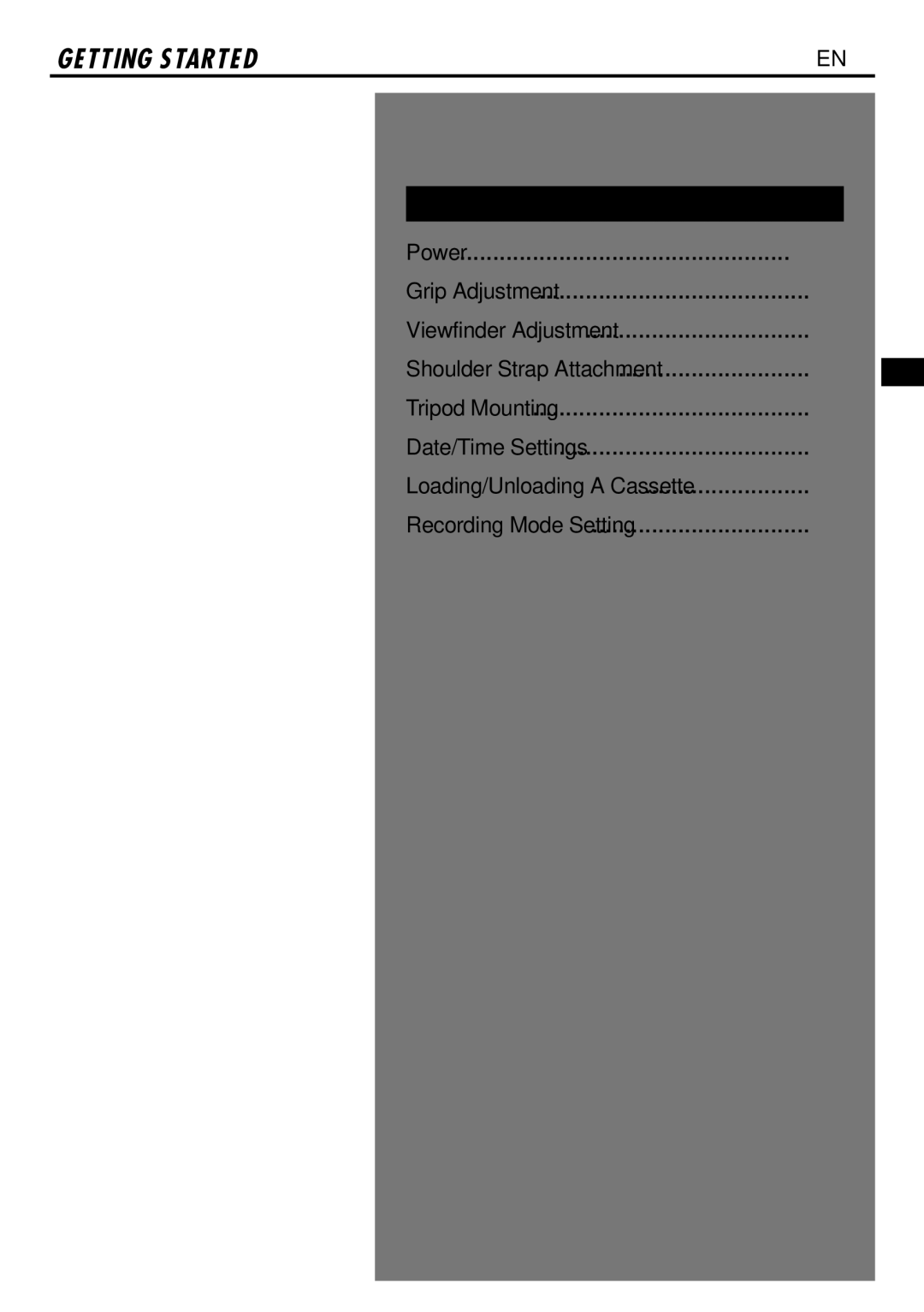 JVC GR-DVL166 specifications Getting Started 