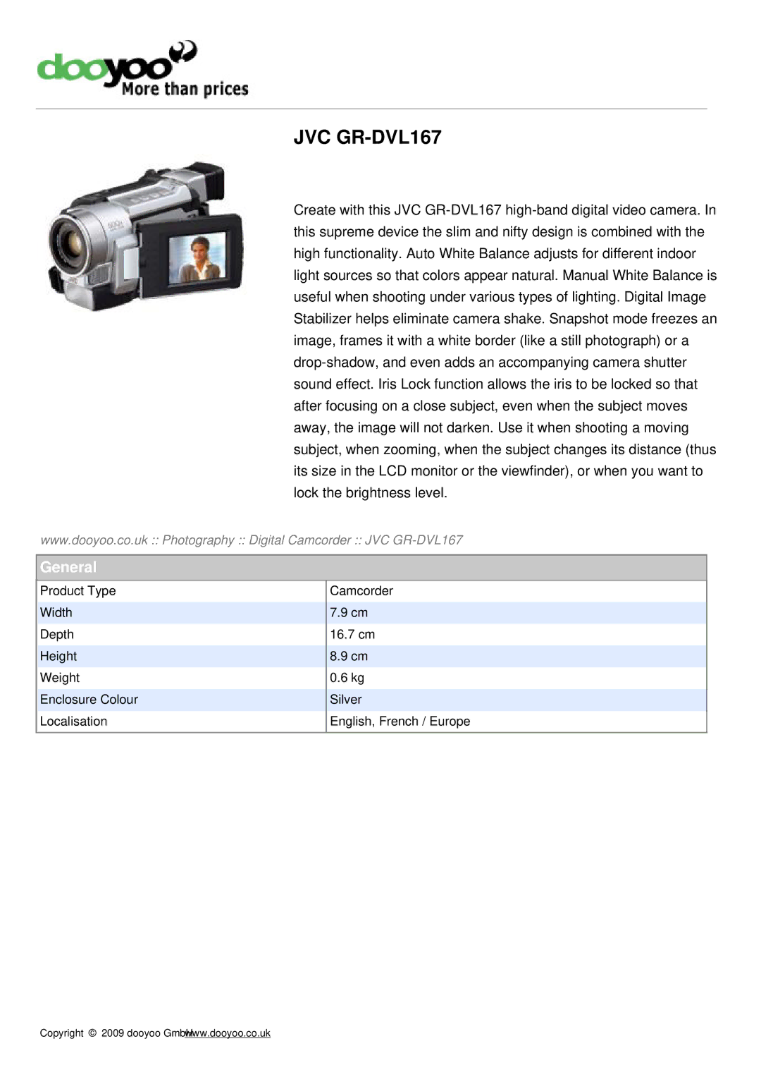 JVC manual JVC GR-DVL167, General 