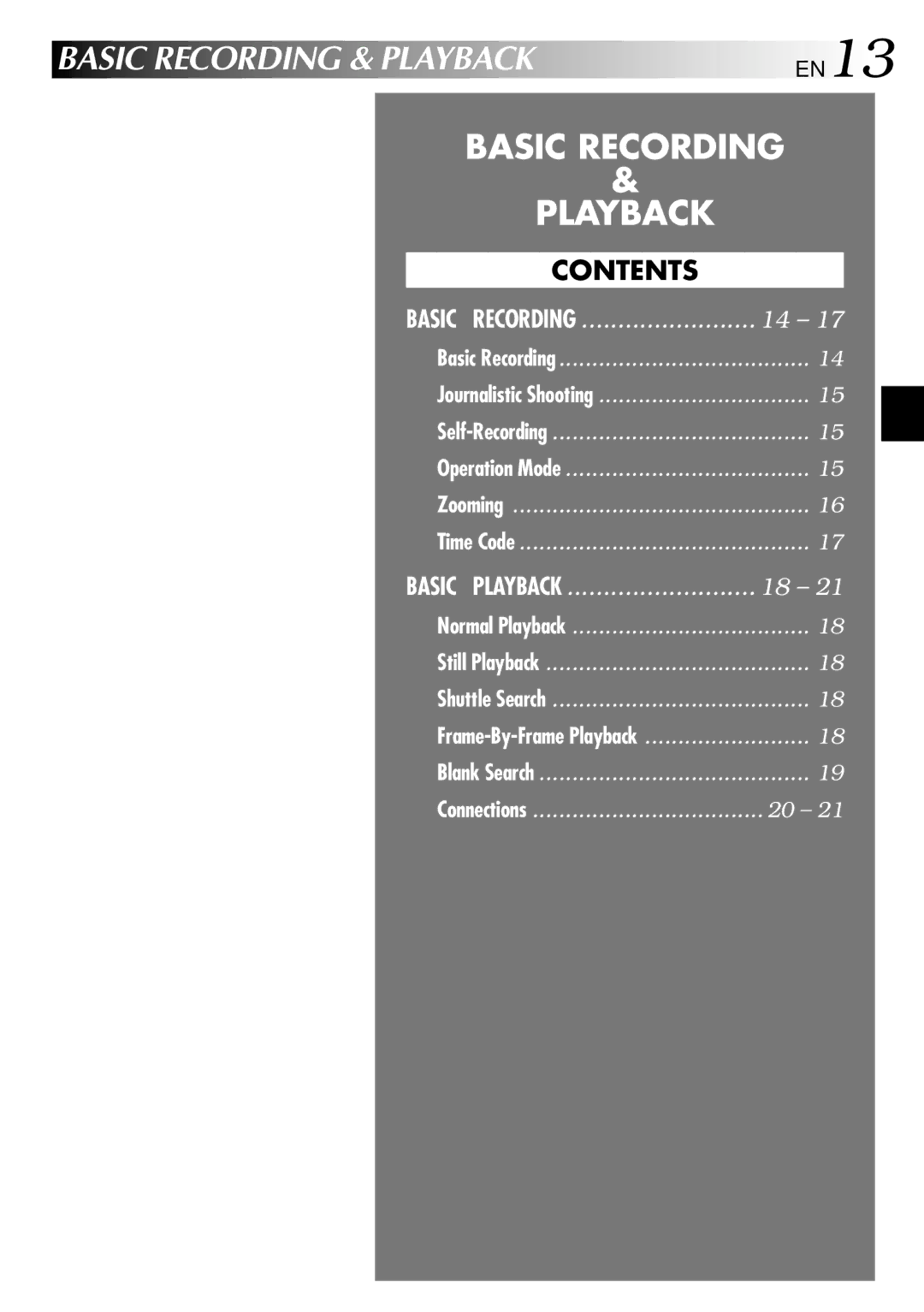 JVC GR-DVL210 specifications Basic Recording & Playback, Contents 