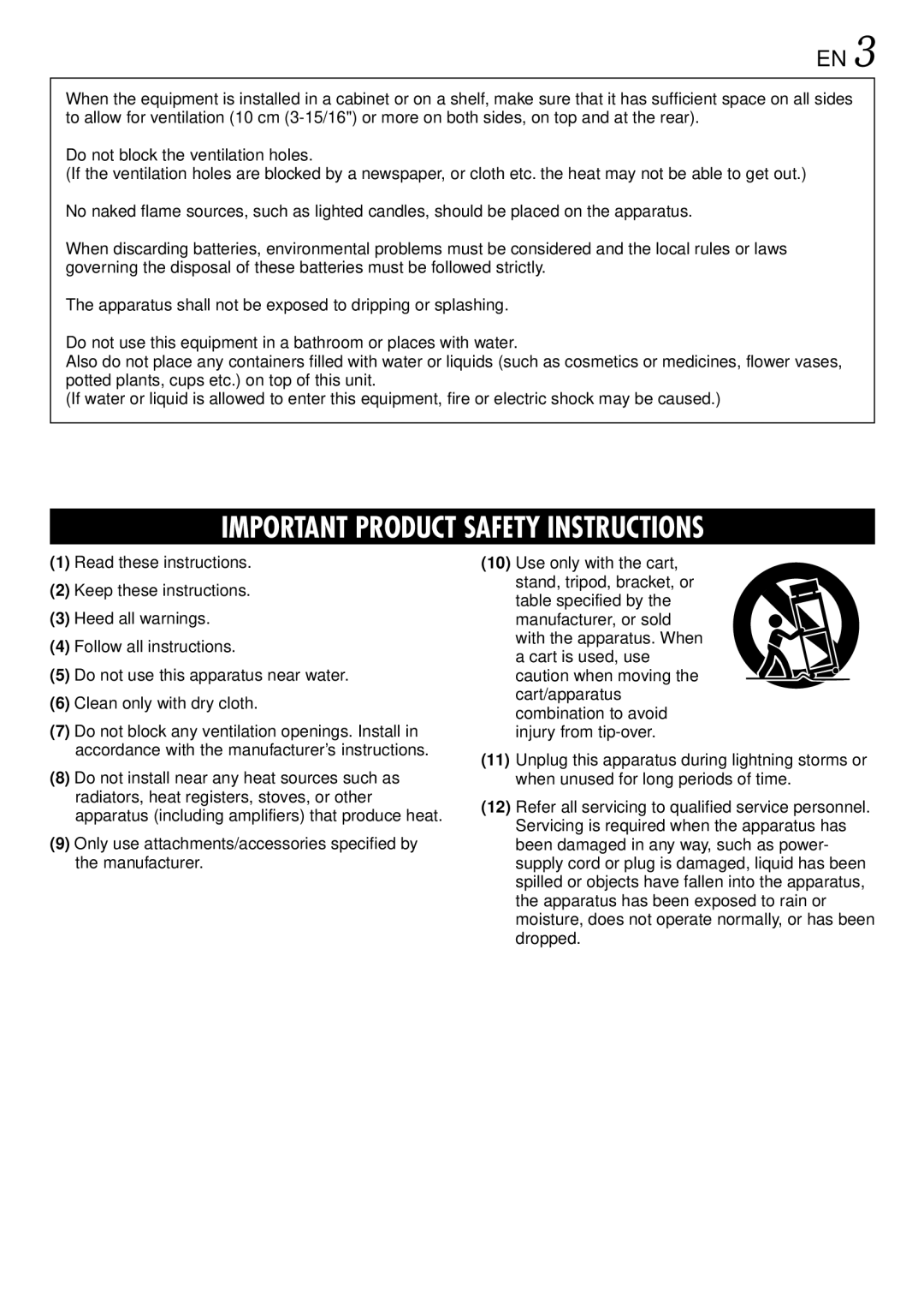 JVC GR-DVL220 specifications Important Product Safety Instructions 