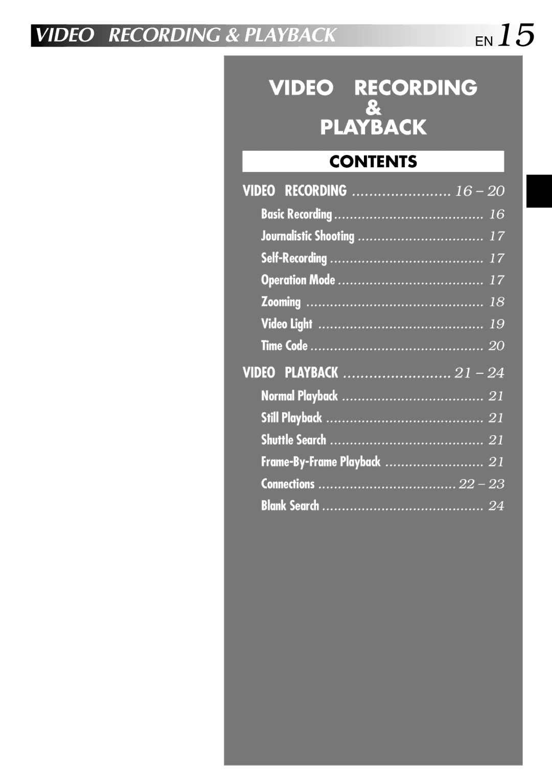 JVC GR-DVL257 specifications Video Recording & Playback, Video Recording Playback 