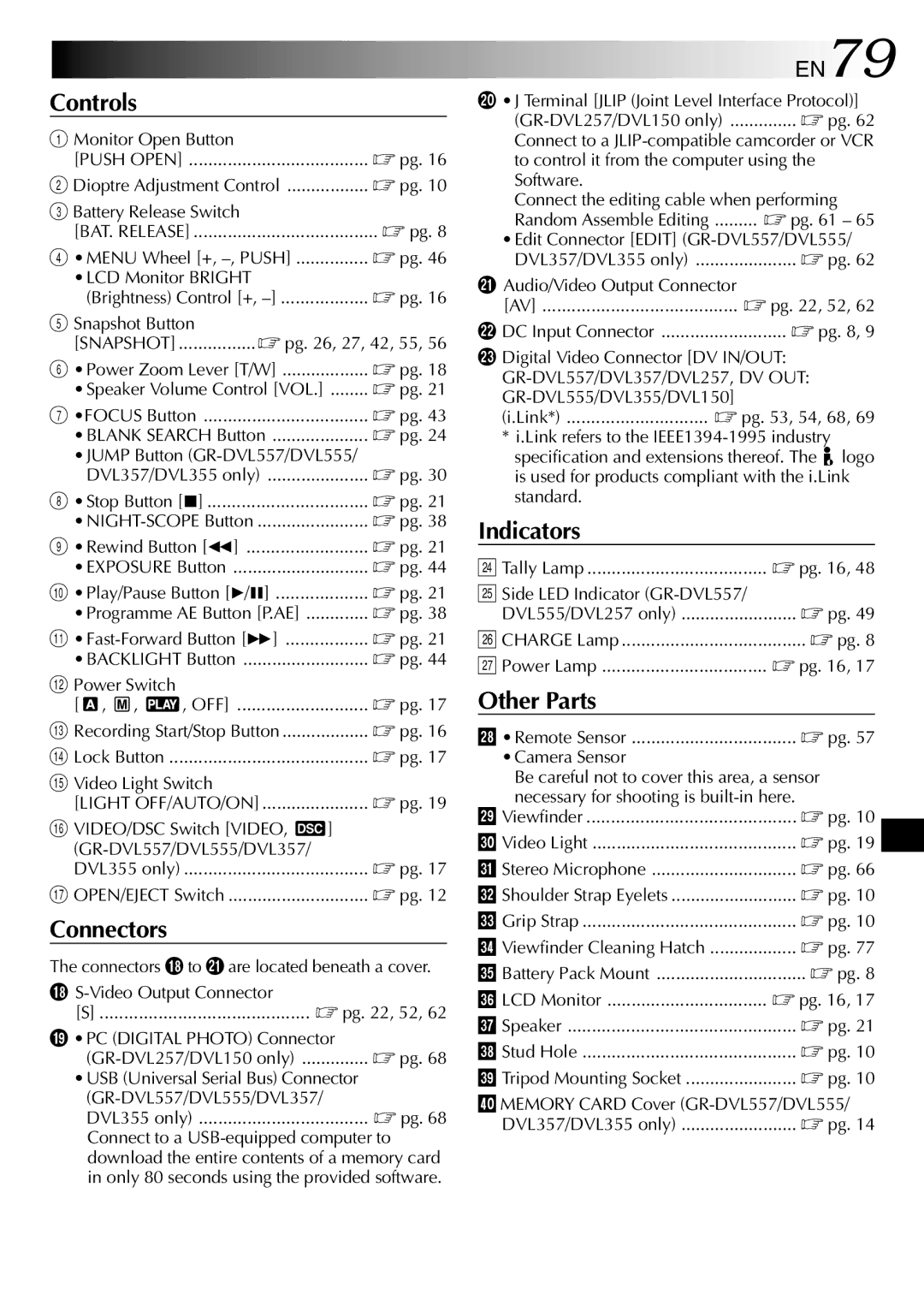 JVC GR-DVL257 specifications EN79 