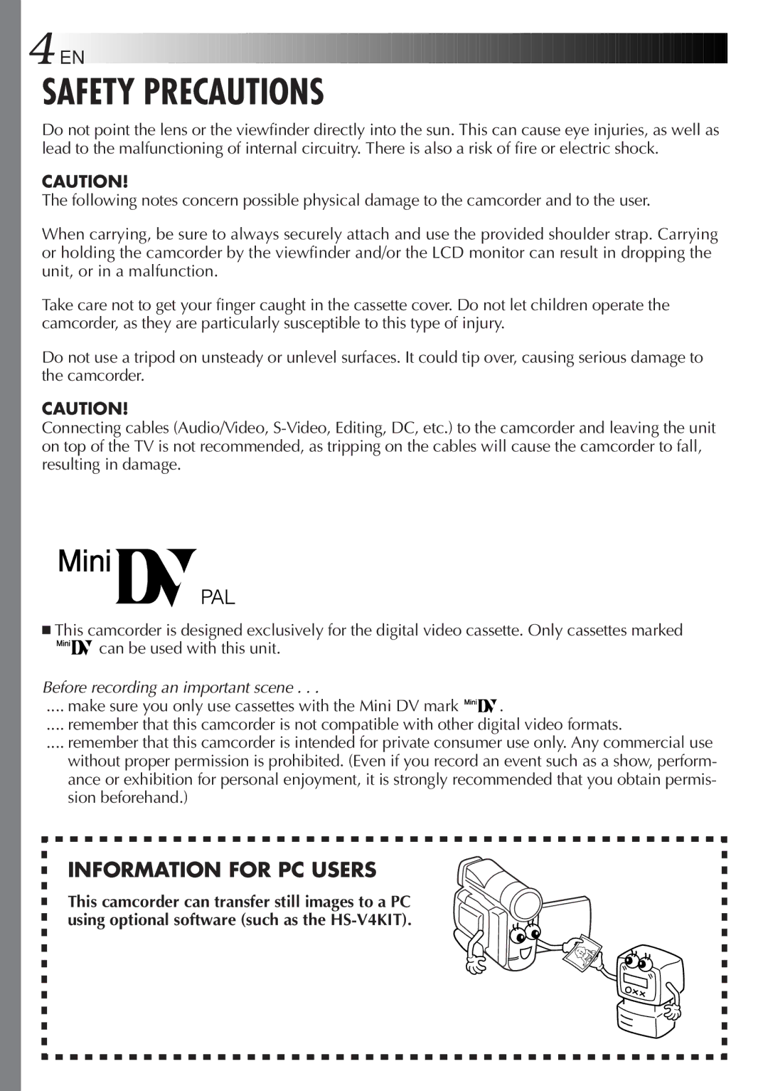 JVC GR-DVL30 specifications Safety Precautions 