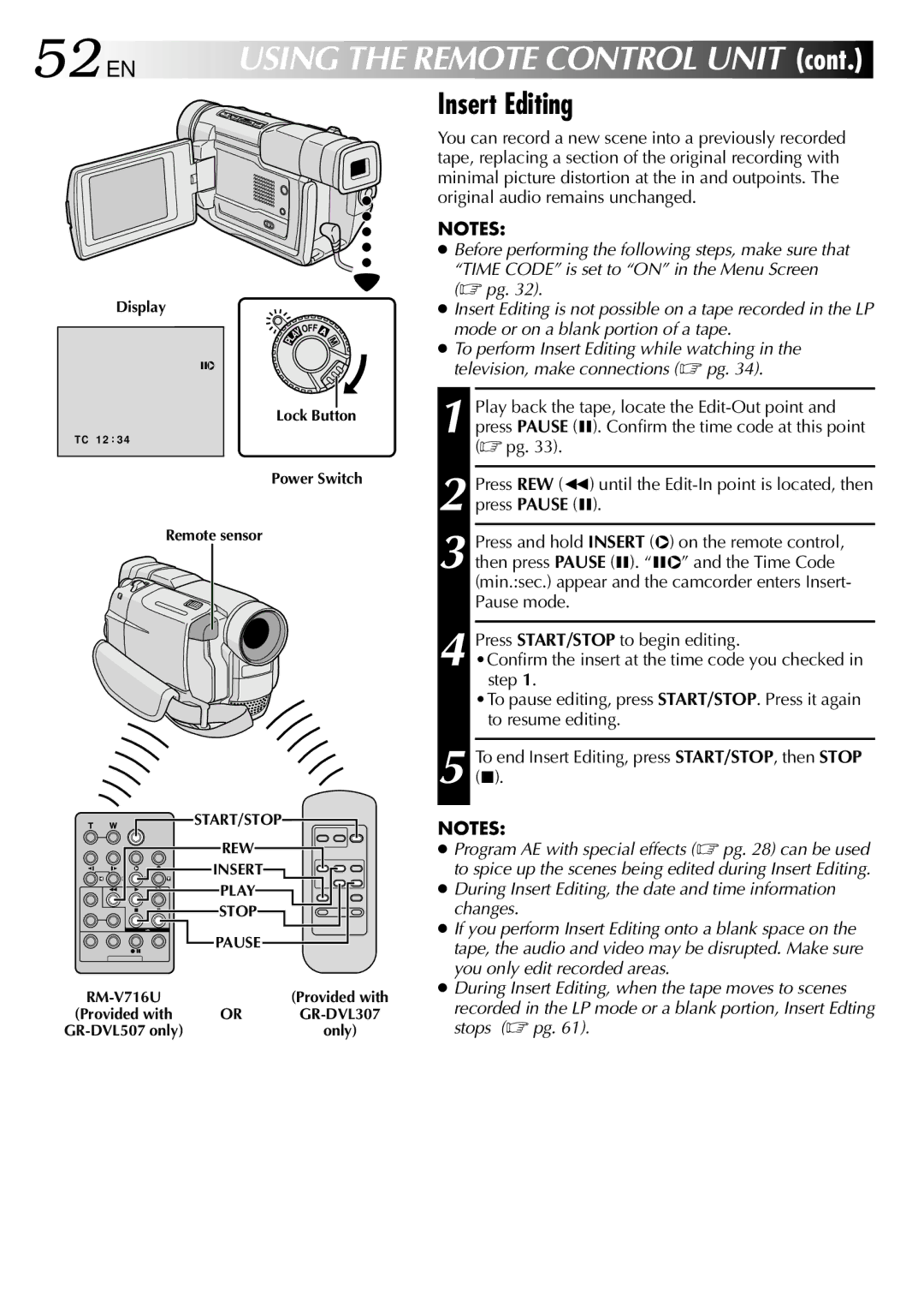 JVC GR-DVL307, GR-DVL507 specifications 52 EN 