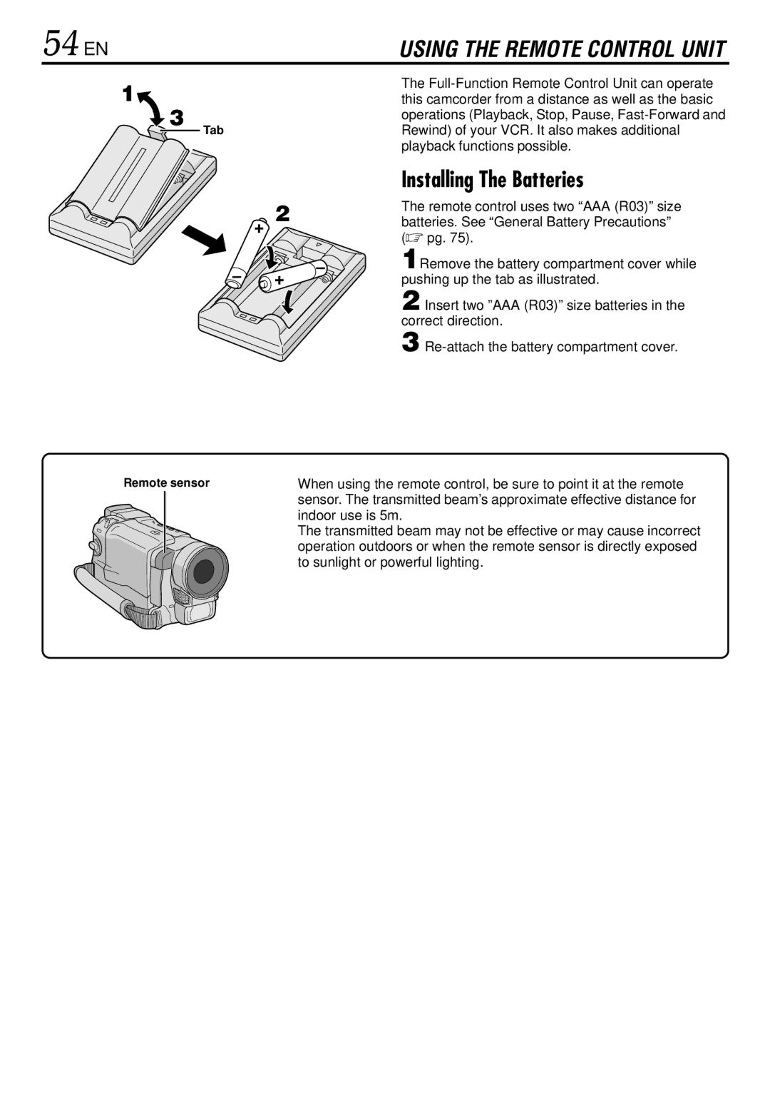 JVC GR-DVL367, GR-DVL160, GR-DVL365, GR-DVL767 specifications 54 EN, Installing The Batteries 