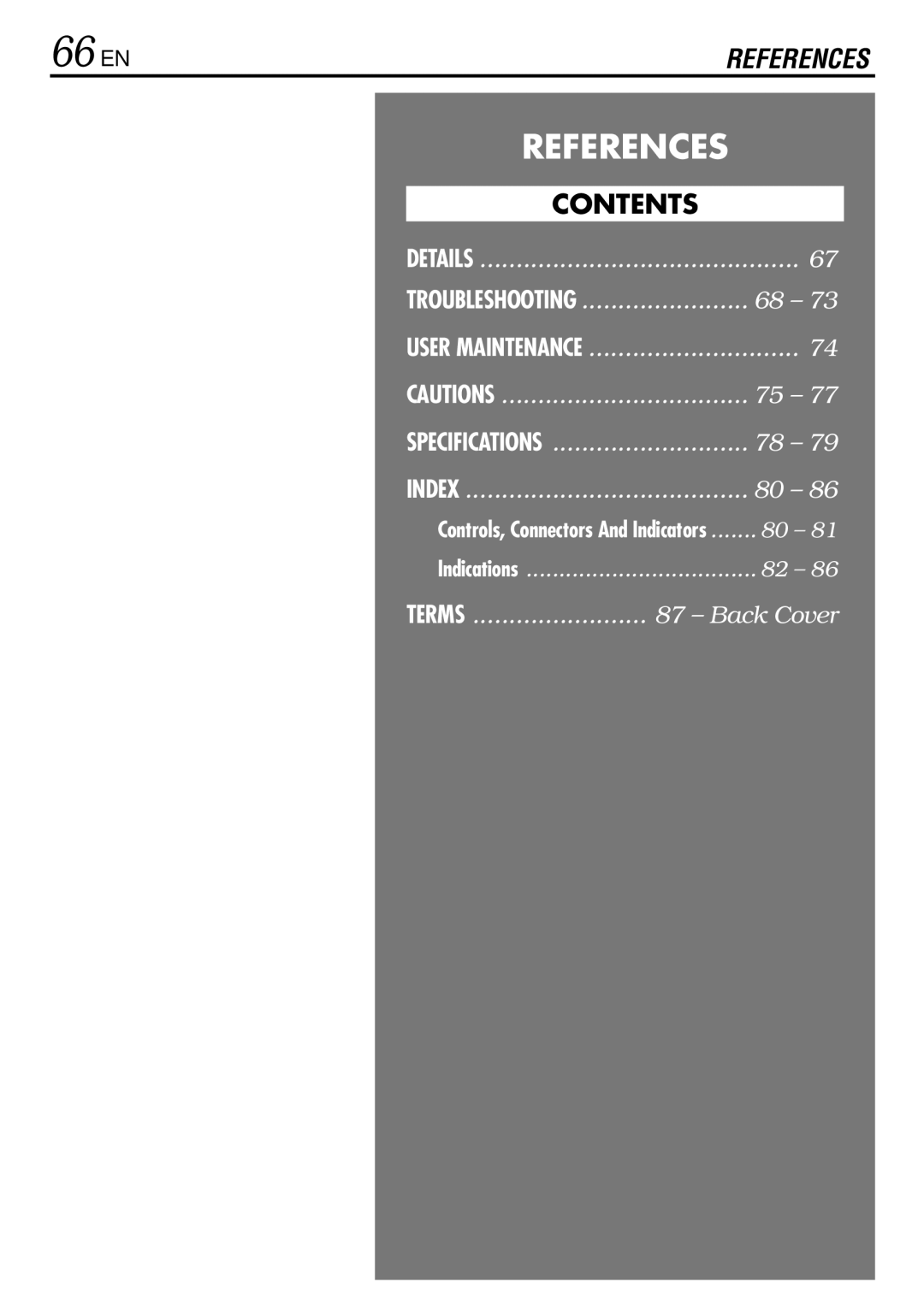 JVC GR-DVL160, GR-DVL367, GR-DVL365, GR-DVL767 specifications 66 EN 