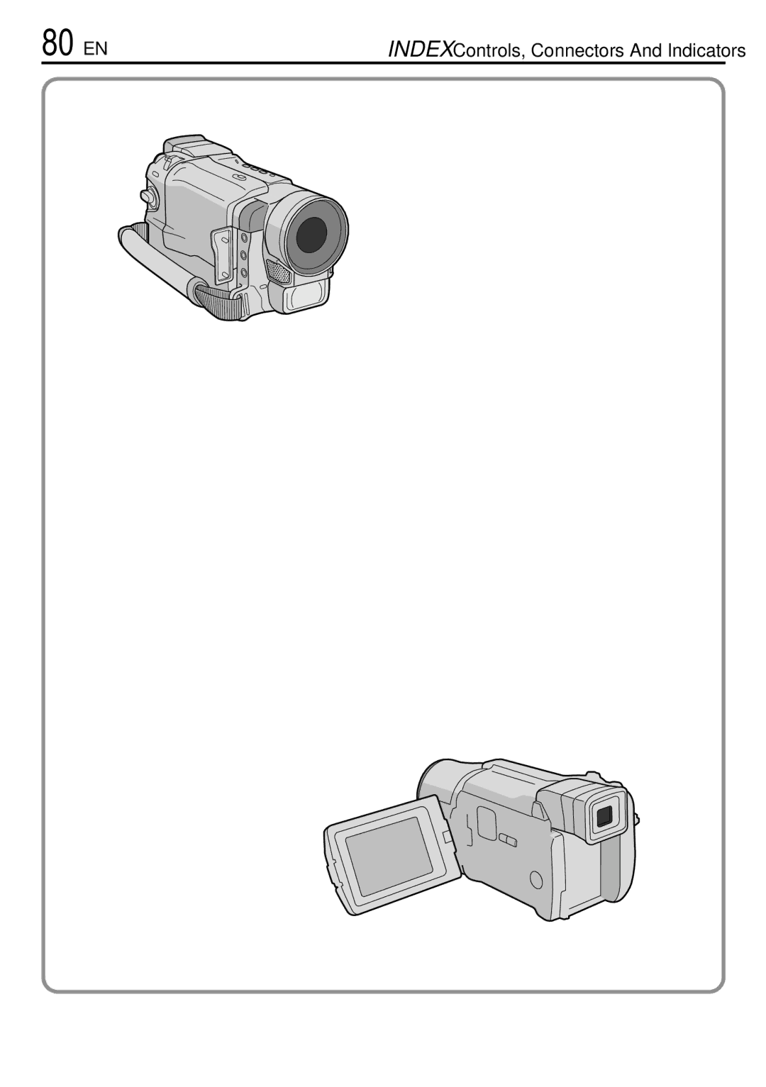 JVC GR-DVL367, GR-DVL160, GR-DVL365, GR-DVL767 specifications 80 EN, Index Controls, Connectors And Indicators 