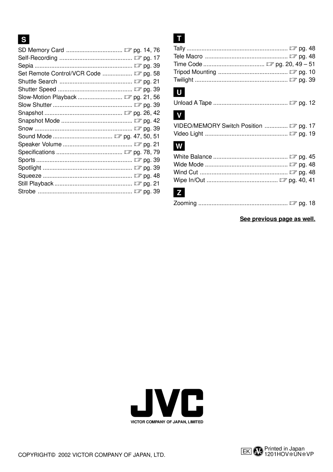 JVC GR-DVL767, GR-DVL367, GR-DVL160, GR-DVL365 specifications Unload a Tape, White Balance, See previous page as well 