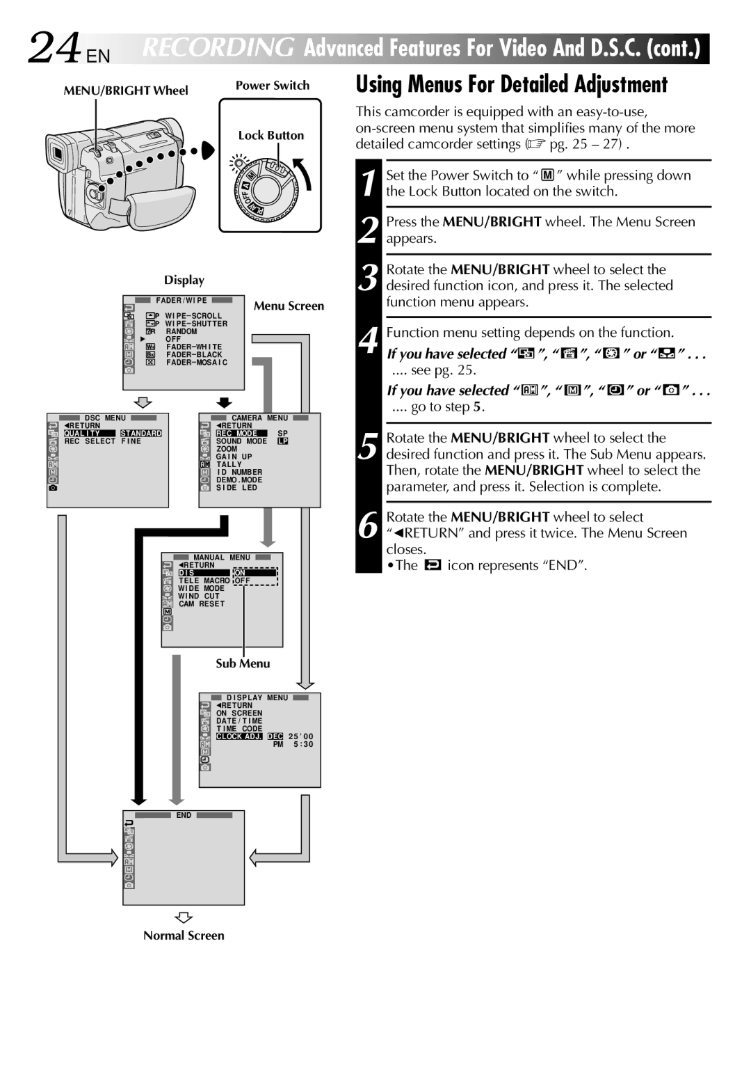 JVC GR-DVL505, GR-DVL805 specifications See pg, Go to step 