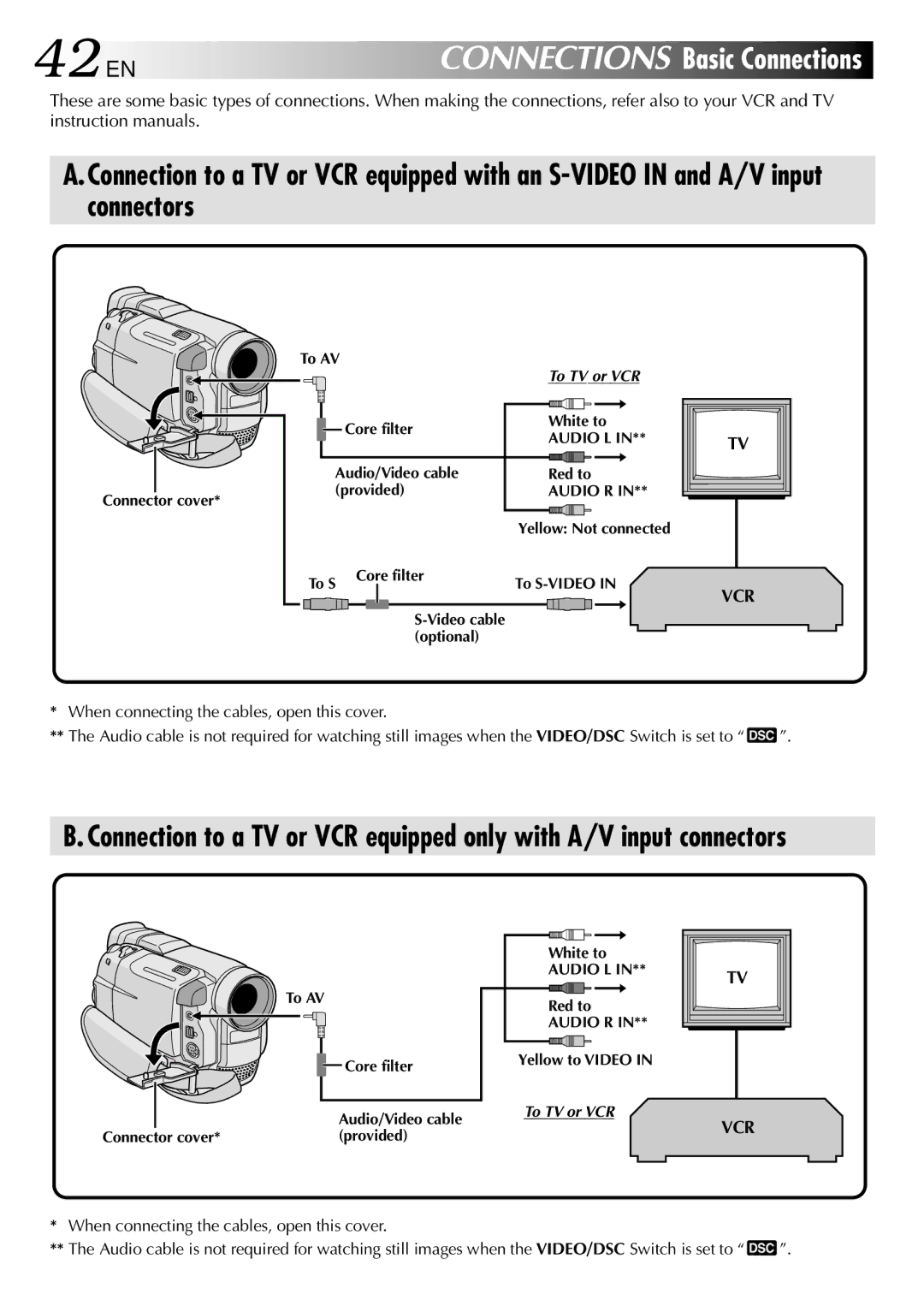 JVC GR-DVL505, GR-DVL805 specifications 42 EN, Vcr 