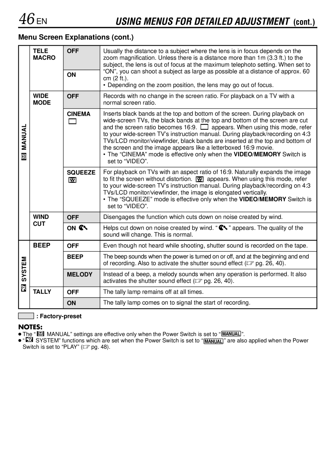 JVC GR-DVL522 specifications 46 EN 