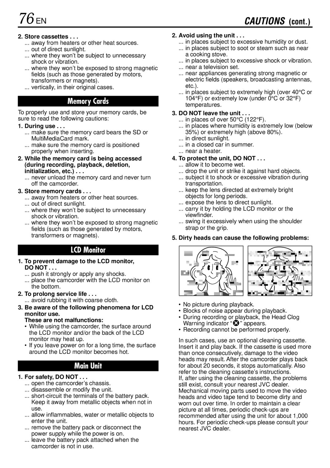 JVC GR-DVL522 specifications 76 EN 