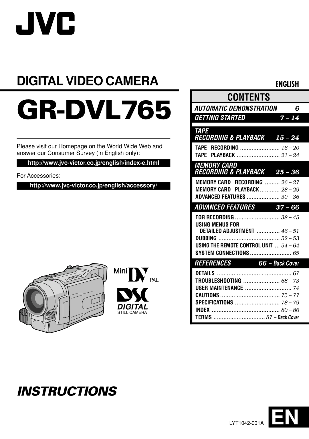 JVC GR-DVL765 specifications 