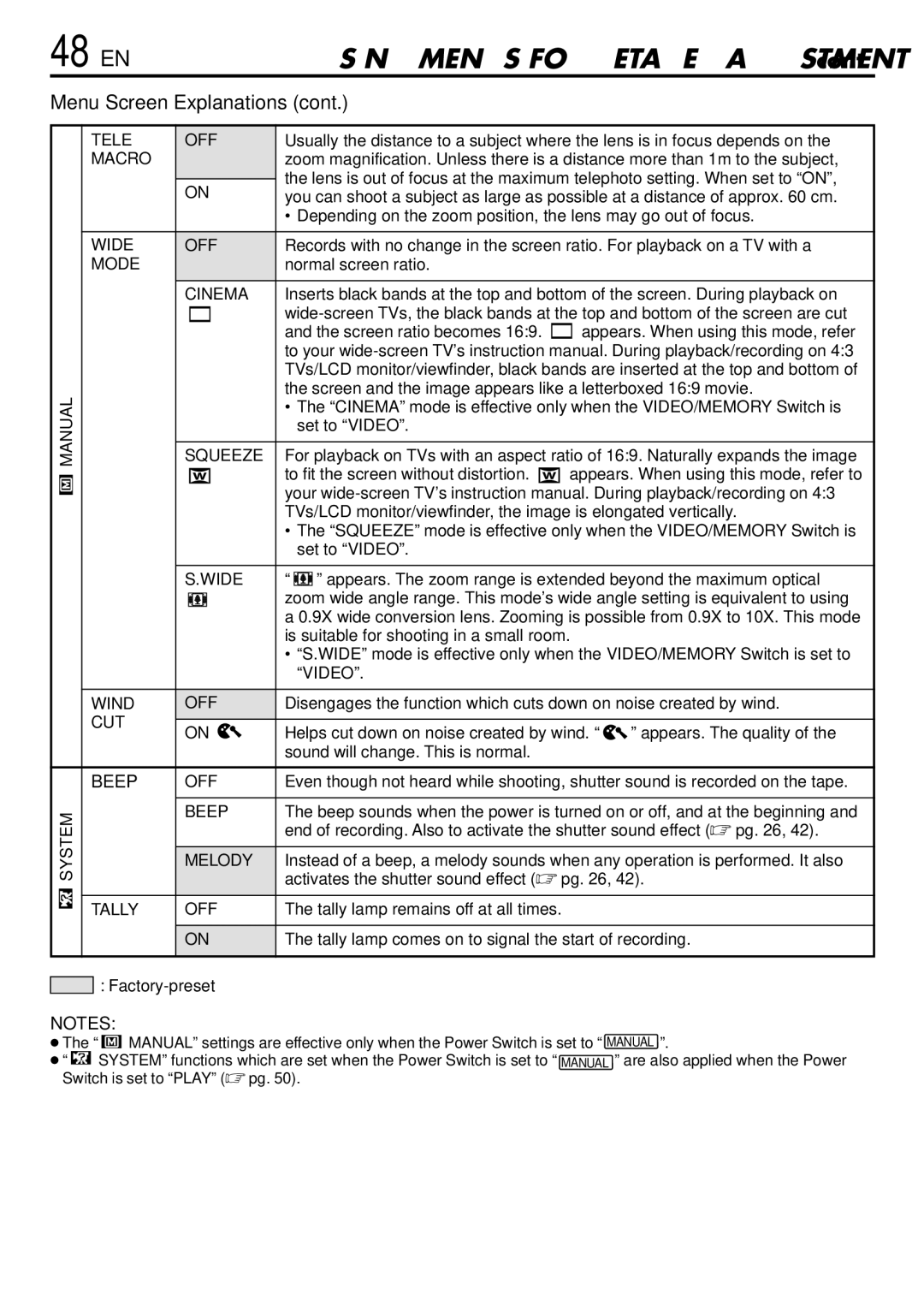 JVC GR-DVL765 specifications 48 EN 