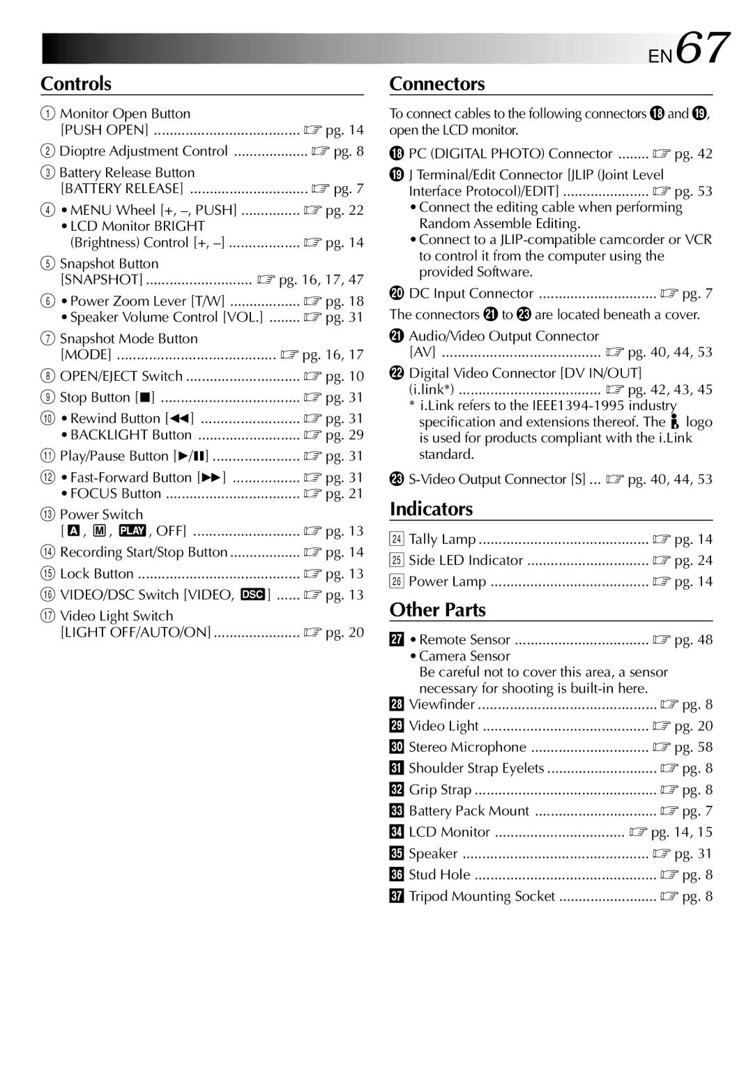 JVC GR-DVL800 specifications EN67 