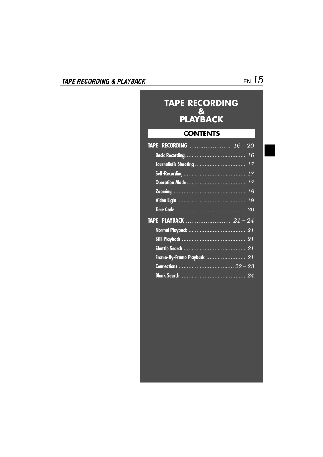 JVC GR-DVL822U specifications Tape Recording 