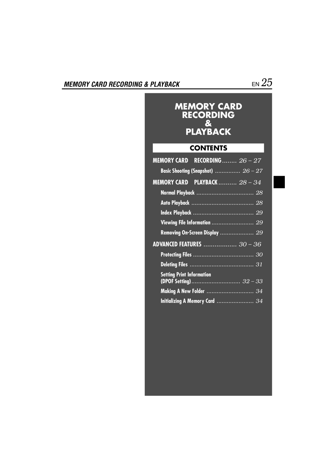 JVC GR-DVL822U specifications Memory Card 