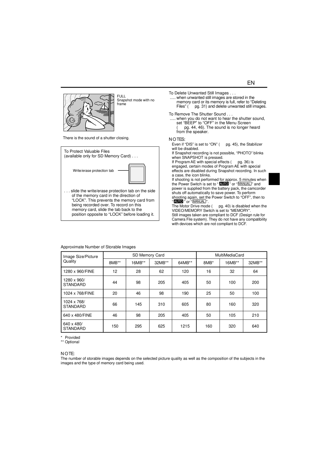 JVC GR-DVL822U specifications To Protect Valuable Files Available only for SD Memory Card, To Delete Unwanted Still Images 