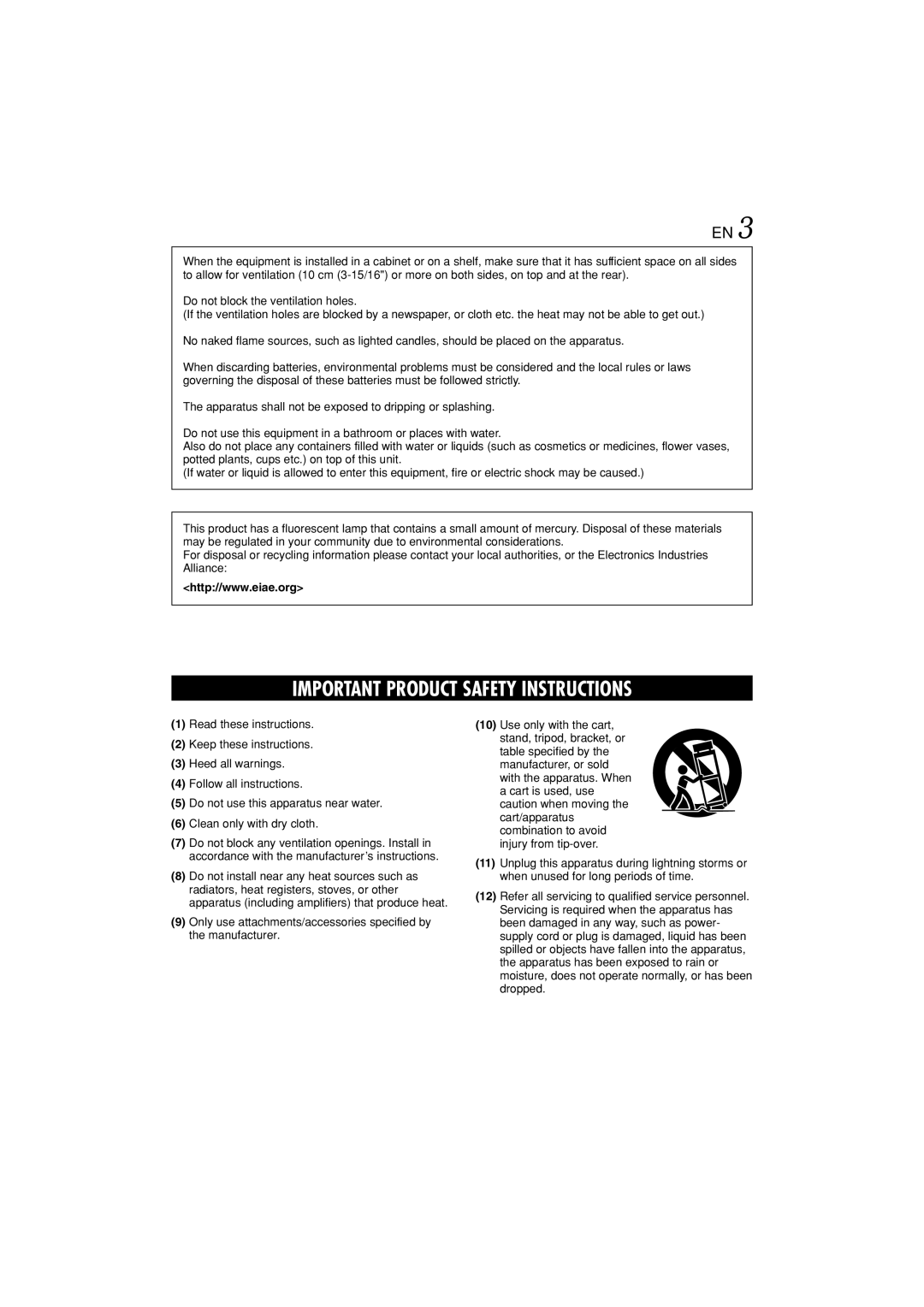 JVC GR-DVL822U specifications Important Product Safety Instructions 