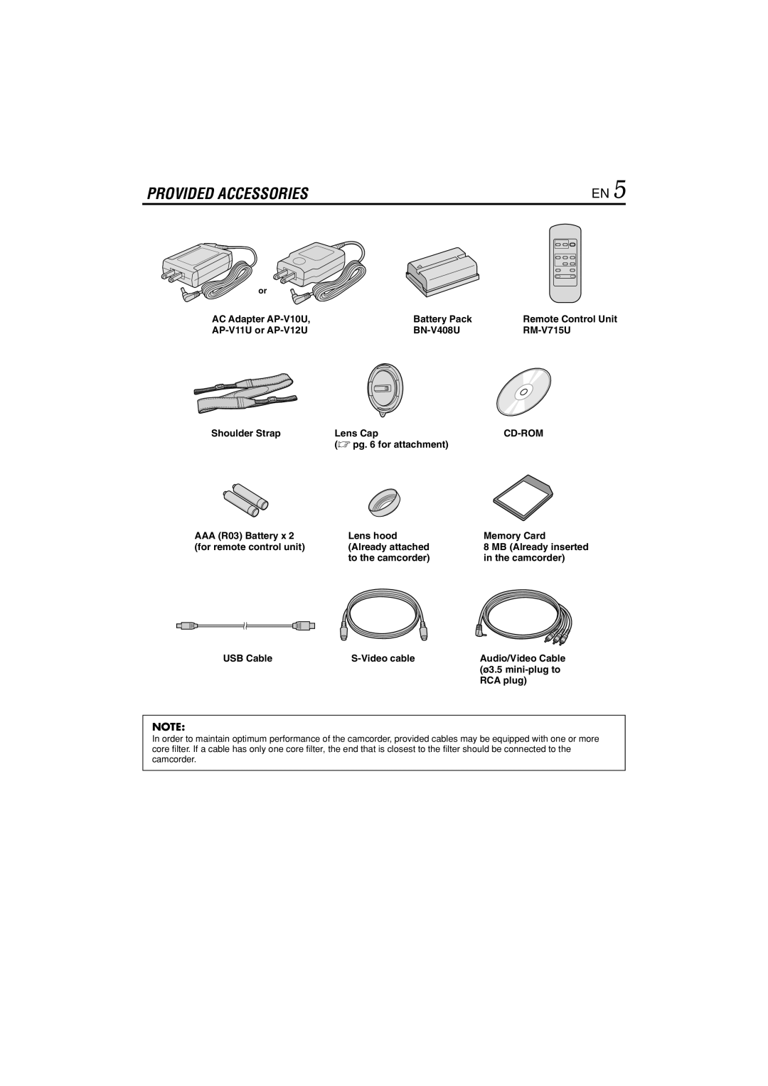 JVC GR-DVL822U To the camcorder Camcorder USB Cable Video cable, Ø3.5 mini-plug to, RCA plug, MB Already inserted 