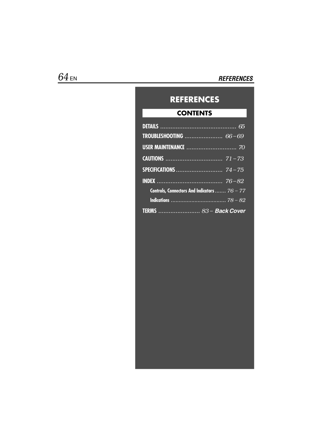 JVC GR-DVL822U specifications 64 EN 