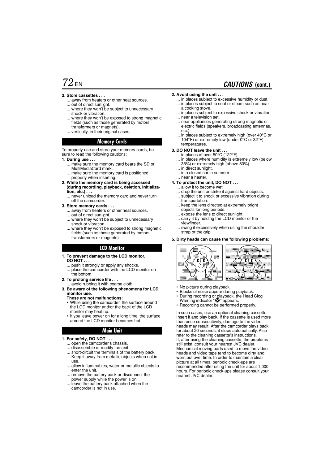 JVC GR-DVL822U specifications 72 EN 