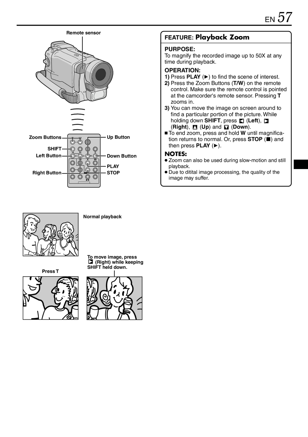 JVC GR-DVL865, GR-DVL567, GR-DVL867 specifications Feature Playback Zoom 