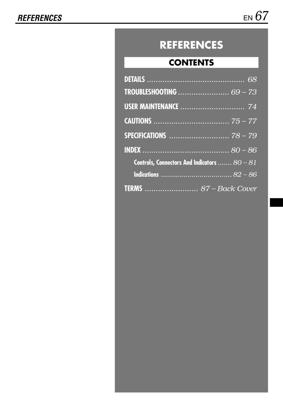 JVC GR-DVL567, GR-DVL865, GR-DVL867 specifications References 