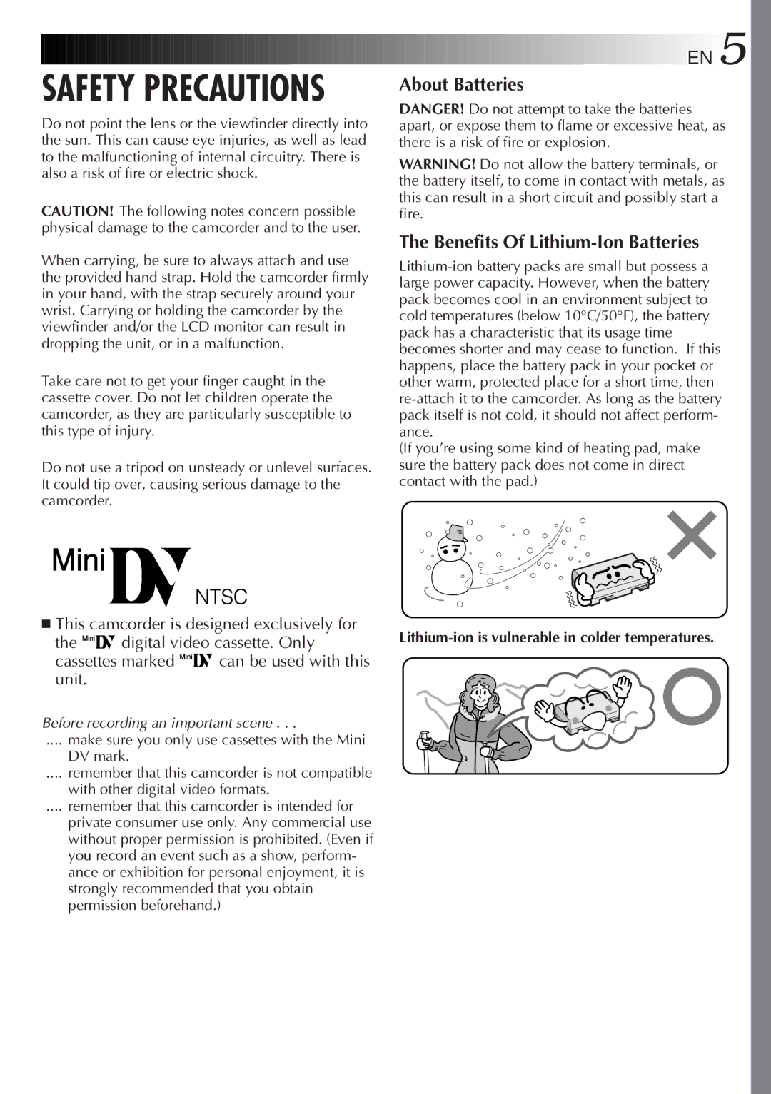 JVC GR-DVL9000 manual Safety Precautions, DV mark 