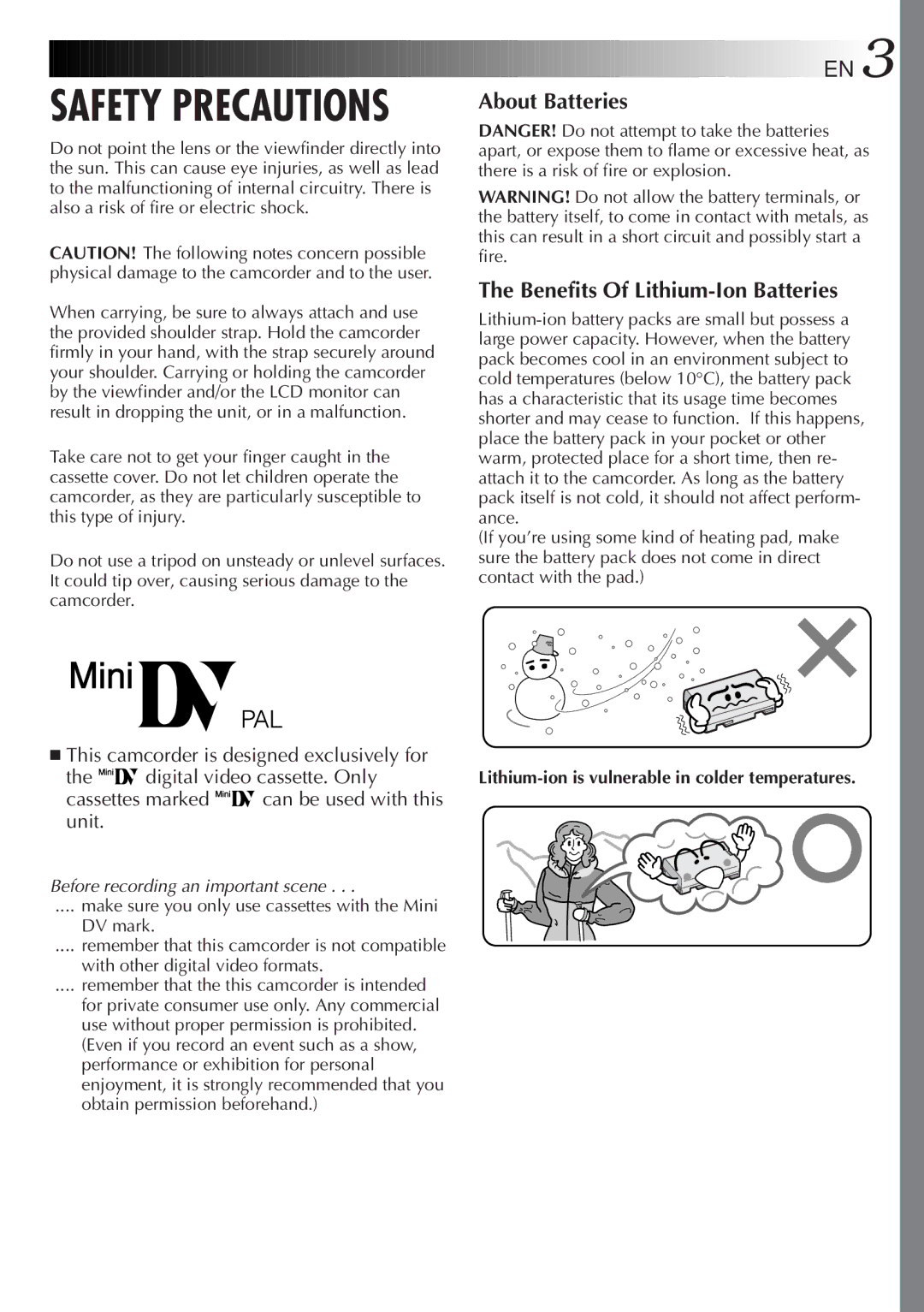 JVC GR-DVL9000 manual Safety Precautions, DV mark 