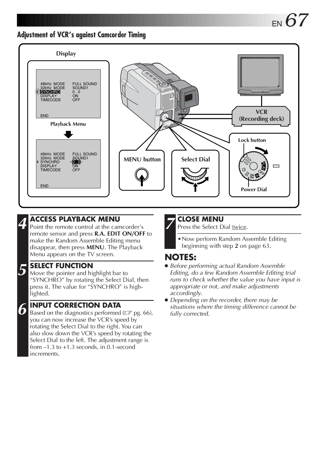 JVC GR-DVL9000 manual Adjustment of VCR‘s against Camcorder Timing, Input Correction Data 