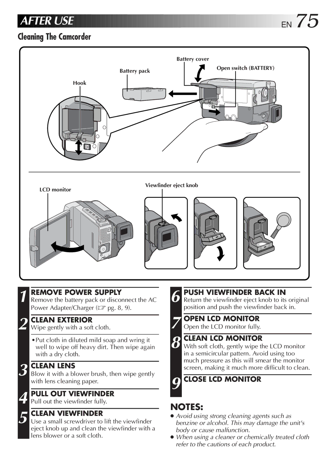 JVC GR-DVL9000 manual Cleaning The Camcorder 