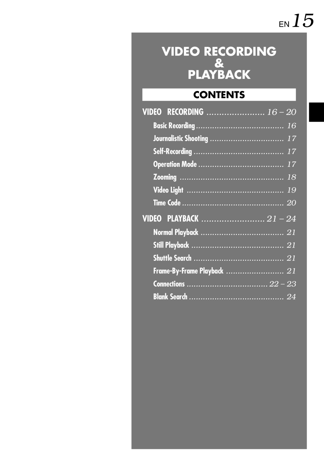 JVC GR-DVL915 specifications Video Recording & Playback, Contents 