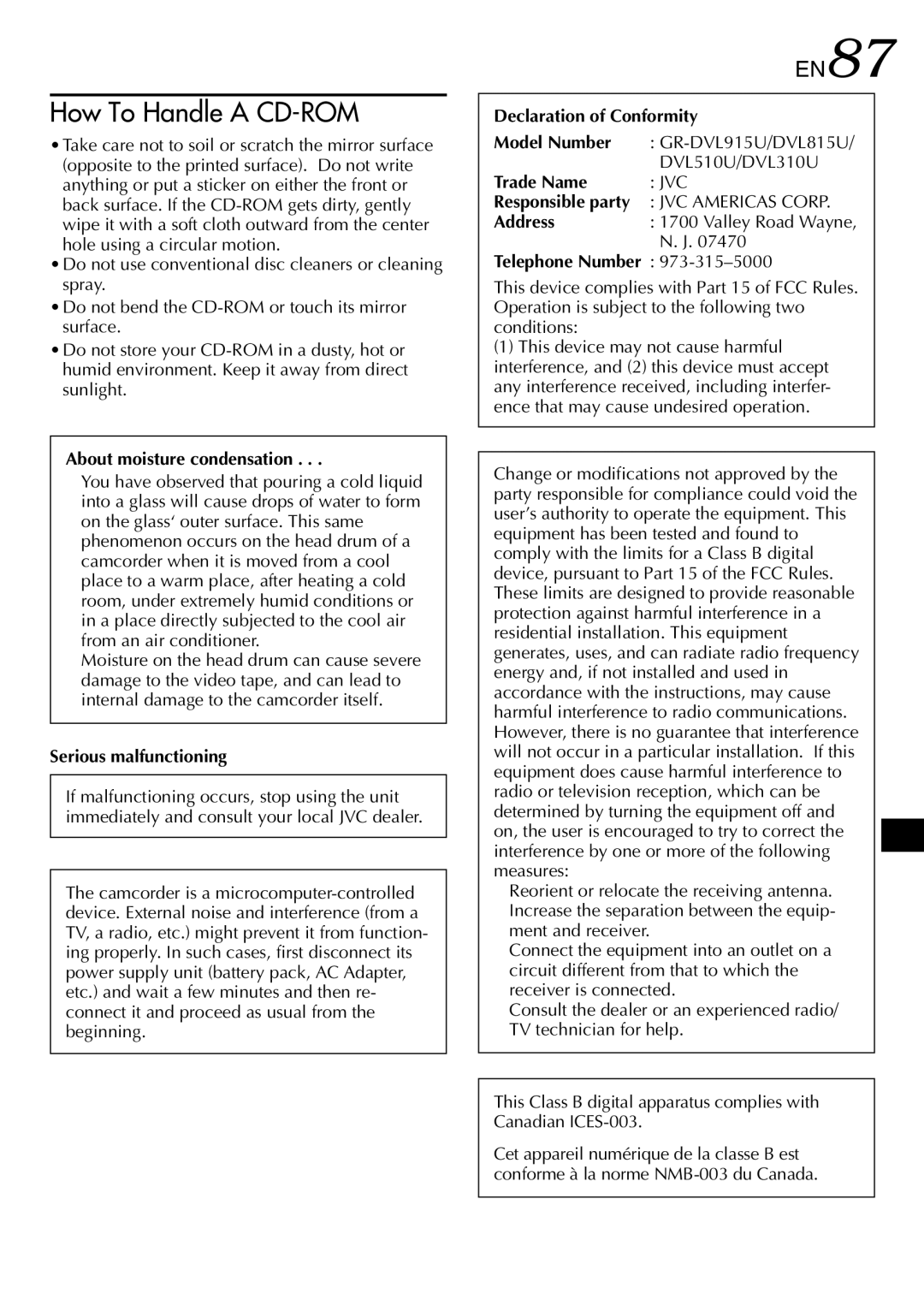 JVC GR-DVL915 specifications EN87 