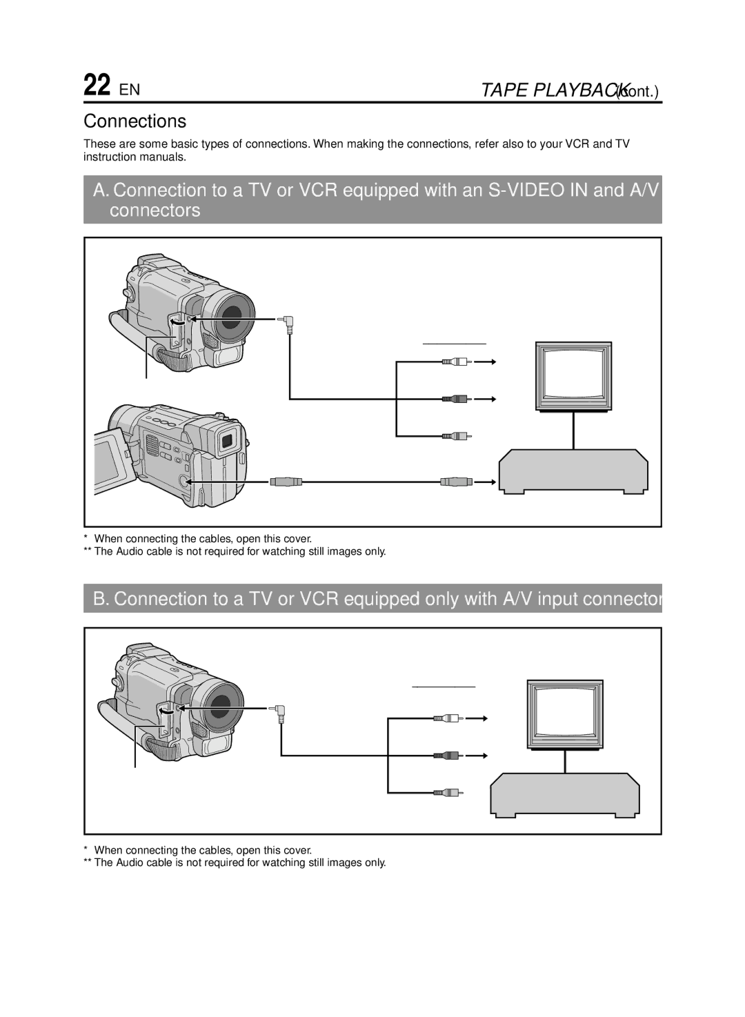 JVC GR-DVL920 specifications 22 EN, Connections 