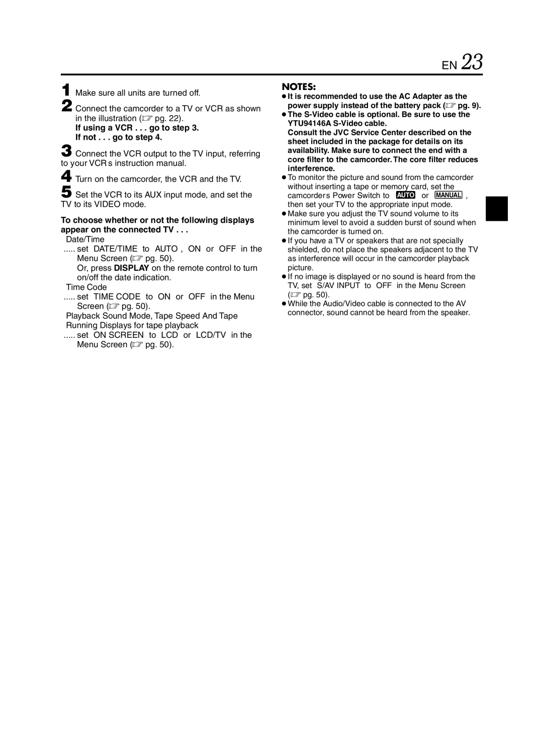 JVC GR-DVL920 specifications If using a VCR . . . go to step If not . . . go to step 