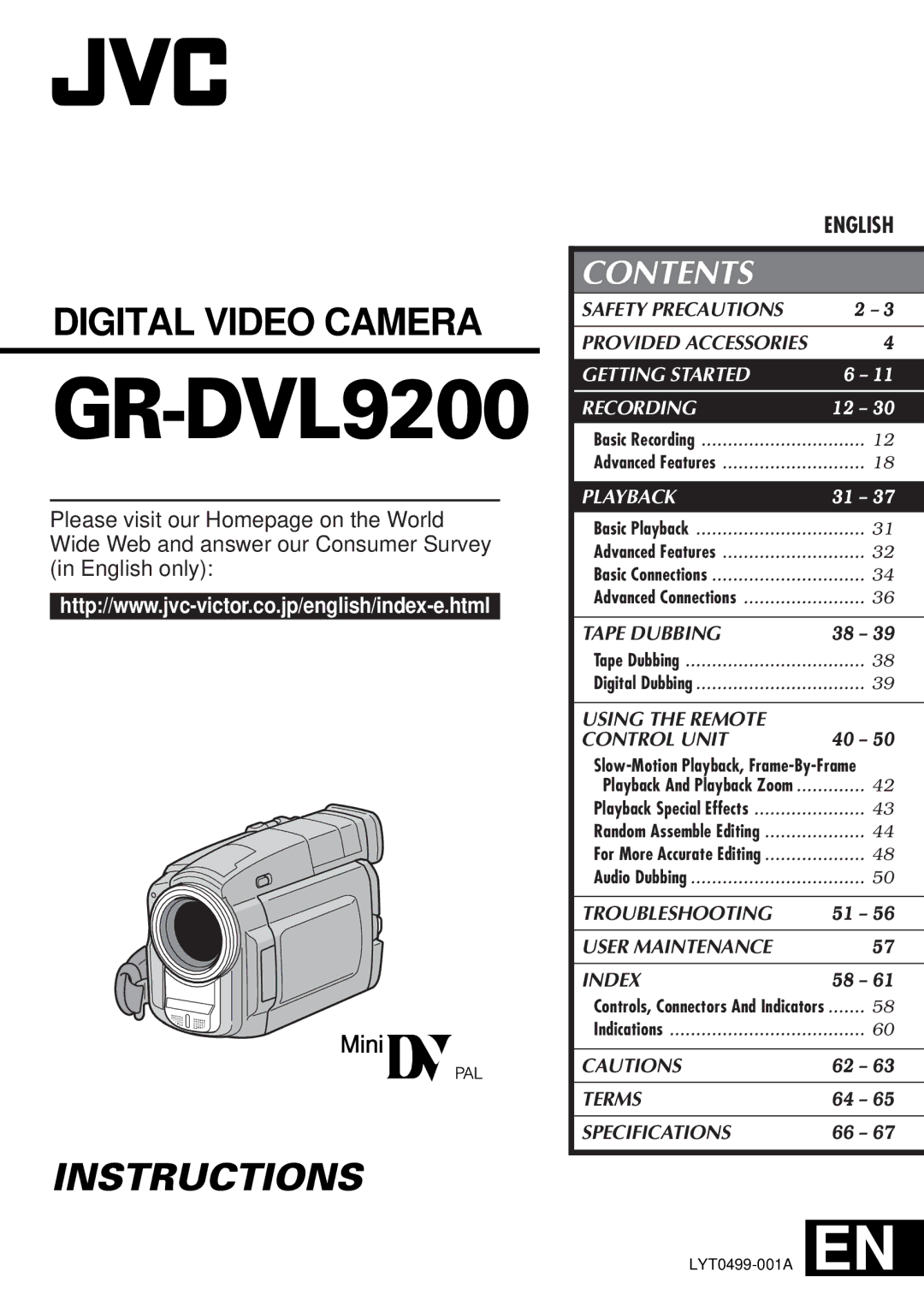 JVC GR-DVL9200 specifications 