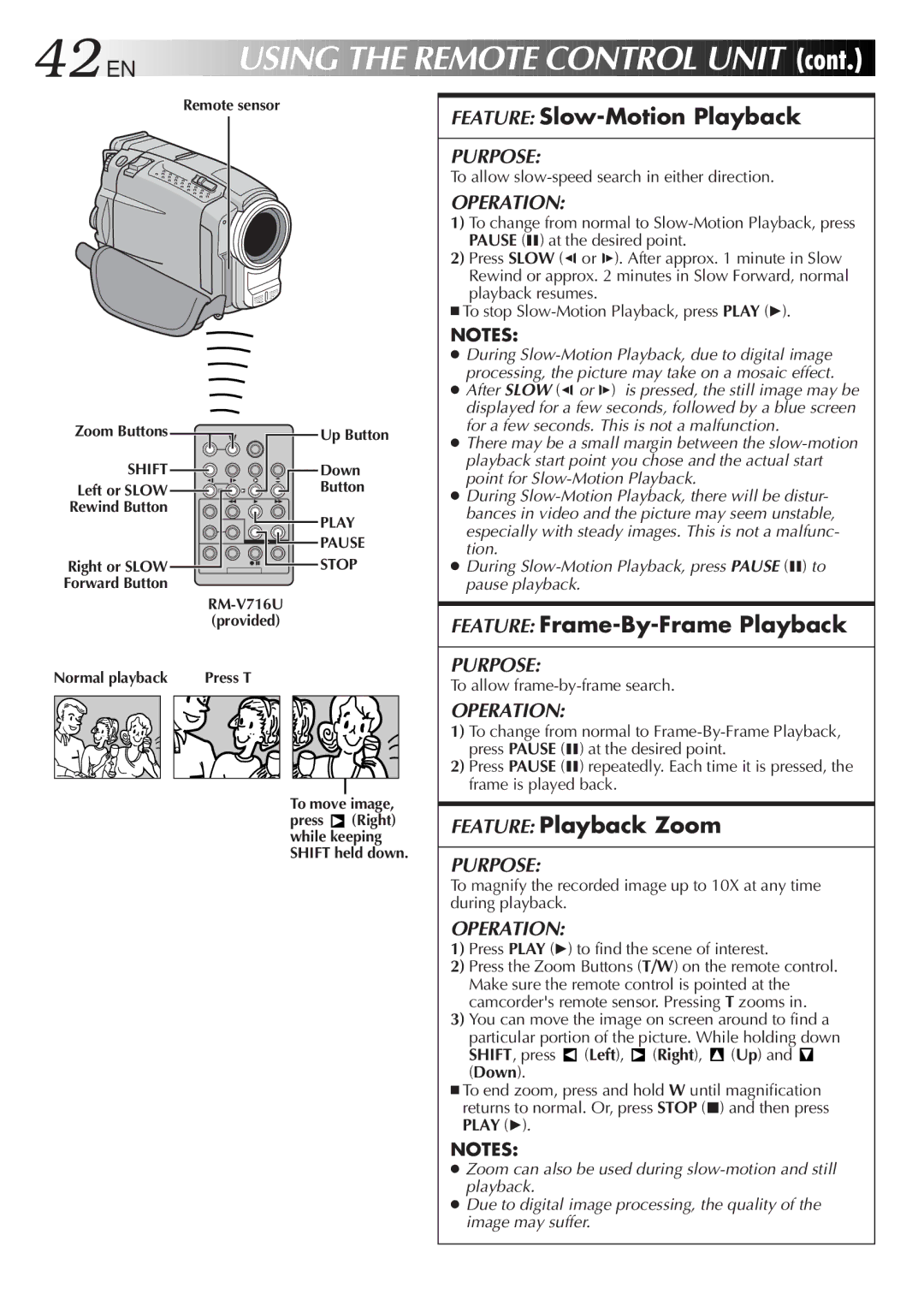 JVC GR-DVL9200 specifications EN Using the Remote Control Unit 