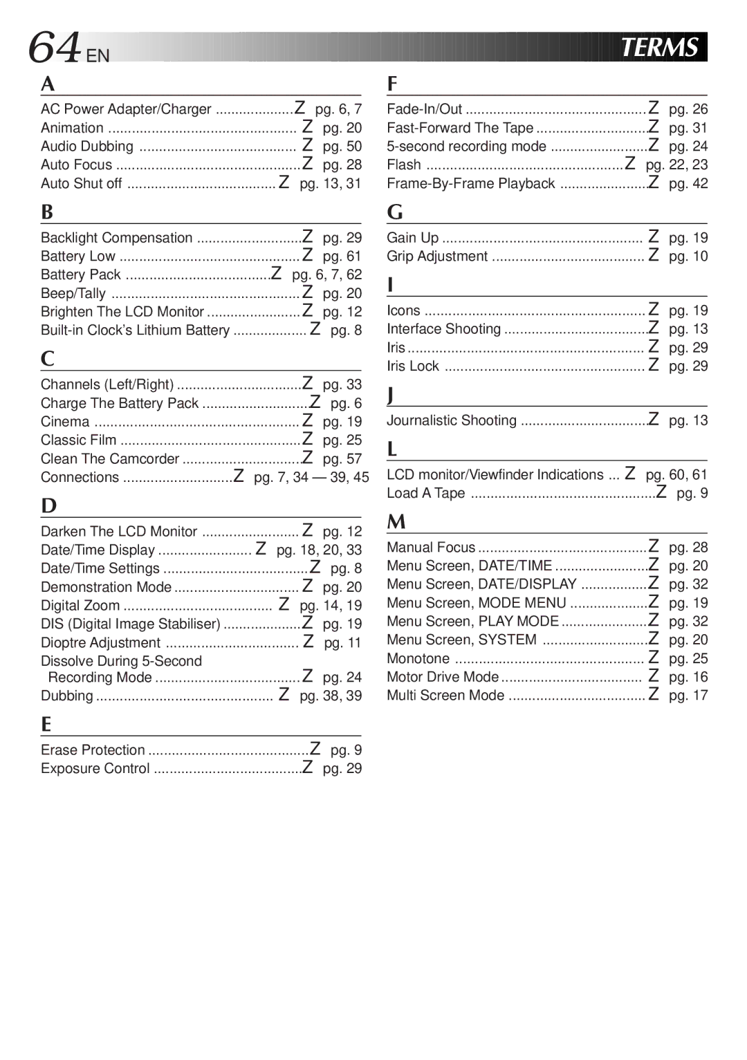 JVC GR-DVL9200 specifications 64 EN 