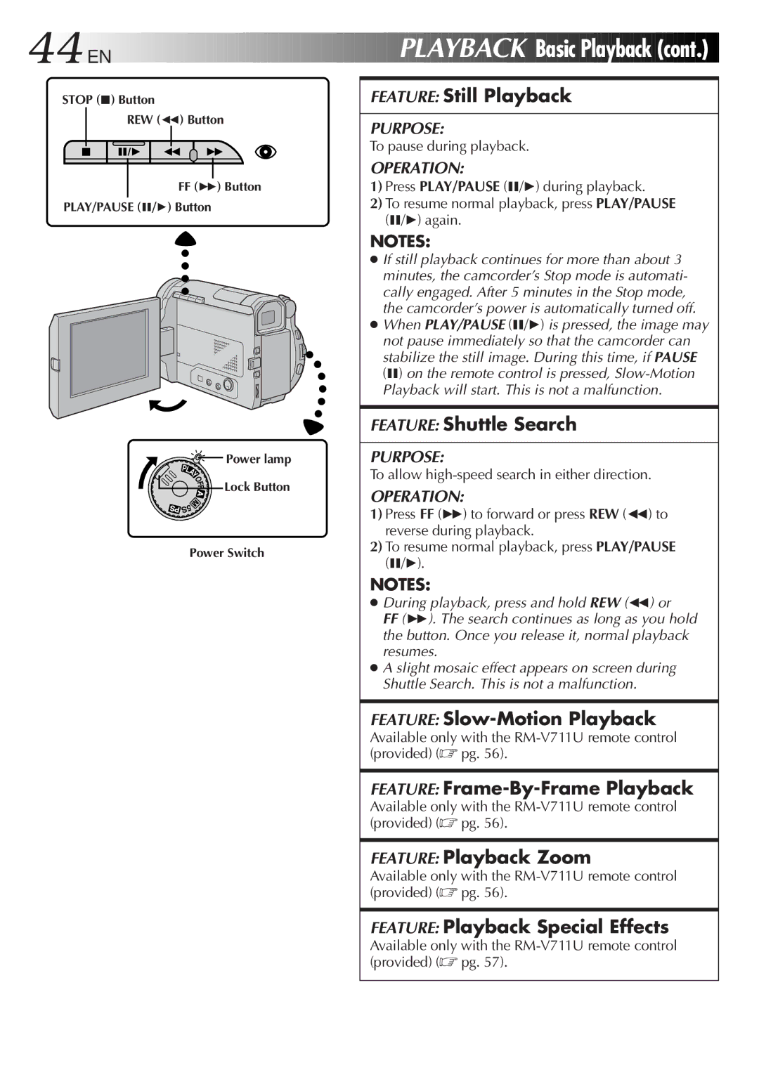 JVC GR-DVL9600 specifications EN Playback, Basic Playback 