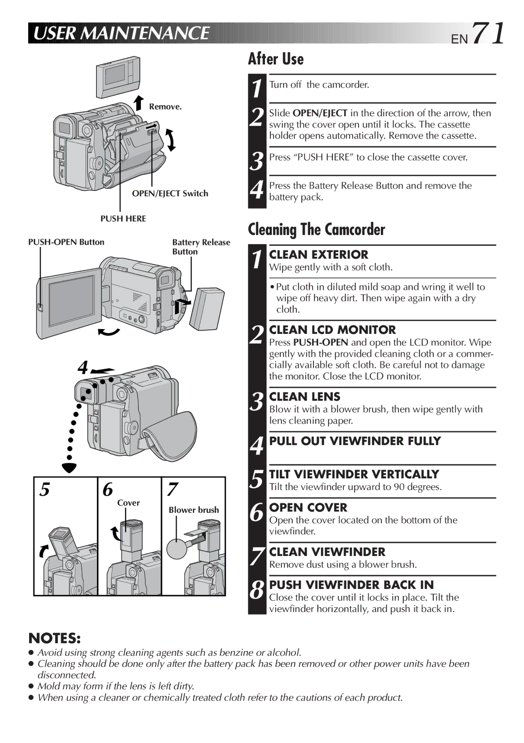 JVC GR-DVL9600 specifications After Use, Remove 