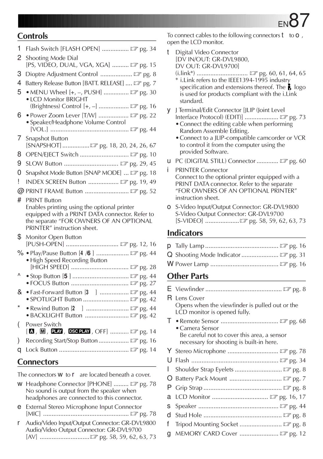 JVC GR-DVL9800 specifications EN87 