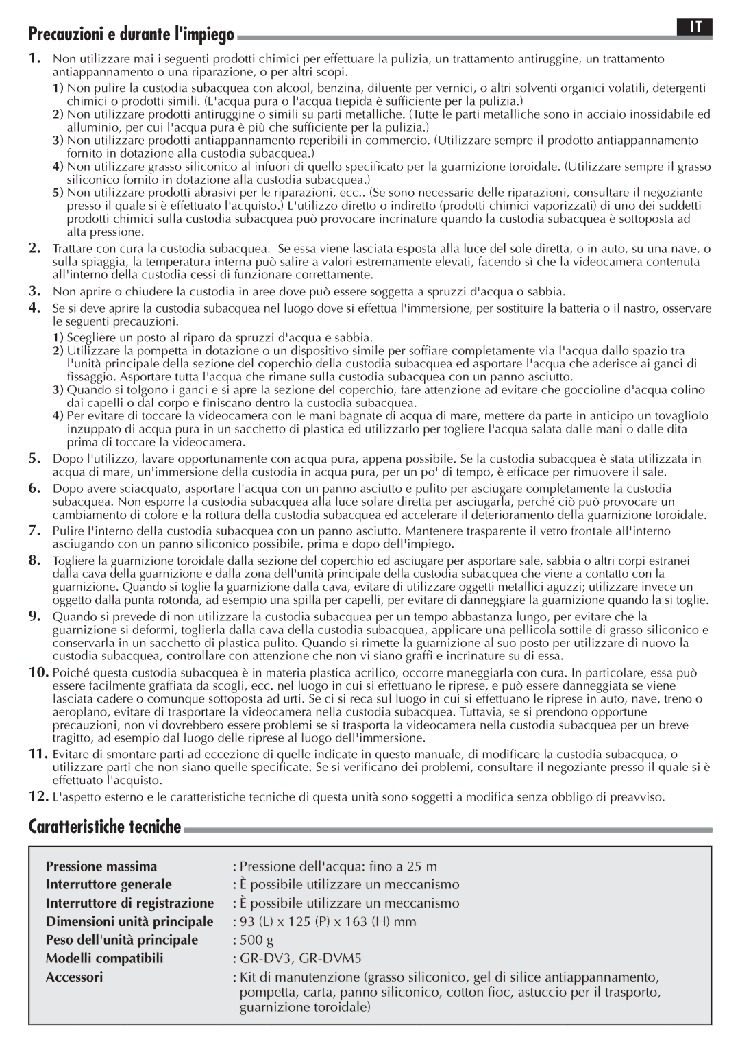 JVC GR-DVM5, GR-DV3 Pressione massima, Interruttore generale, Interruttore di registrazione, Dimensioni unità principale 