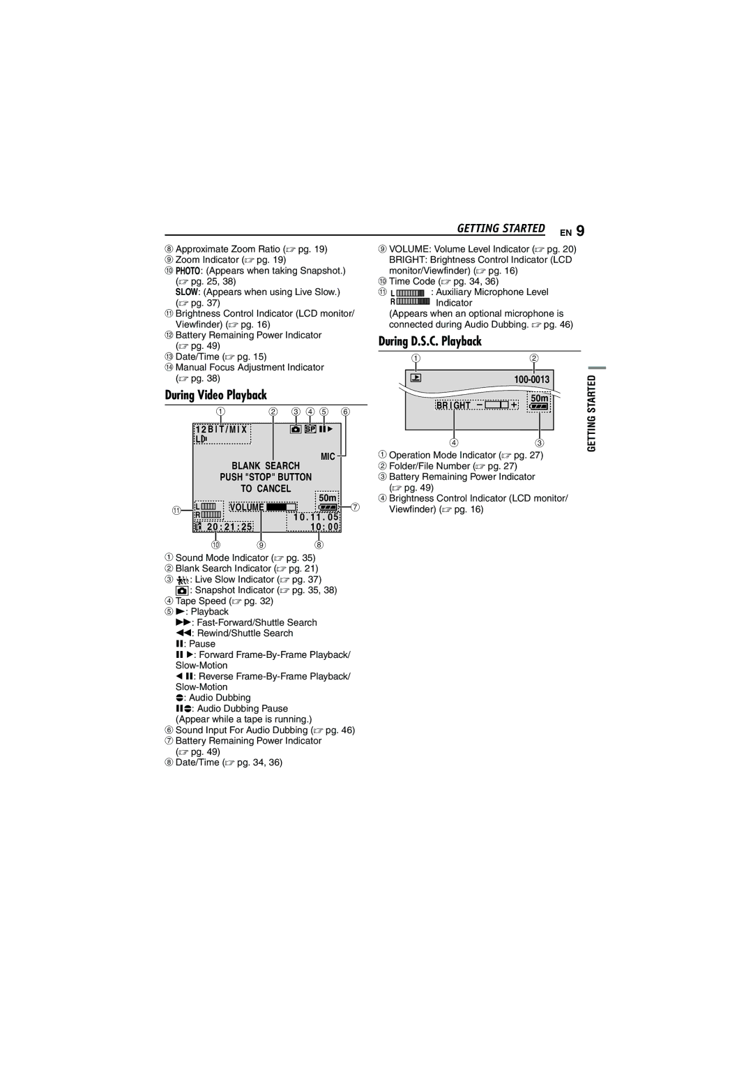 JVC GR-DVM5 manual During Video Playback, During D.S.C. Playback, Mic, Br I Ght 