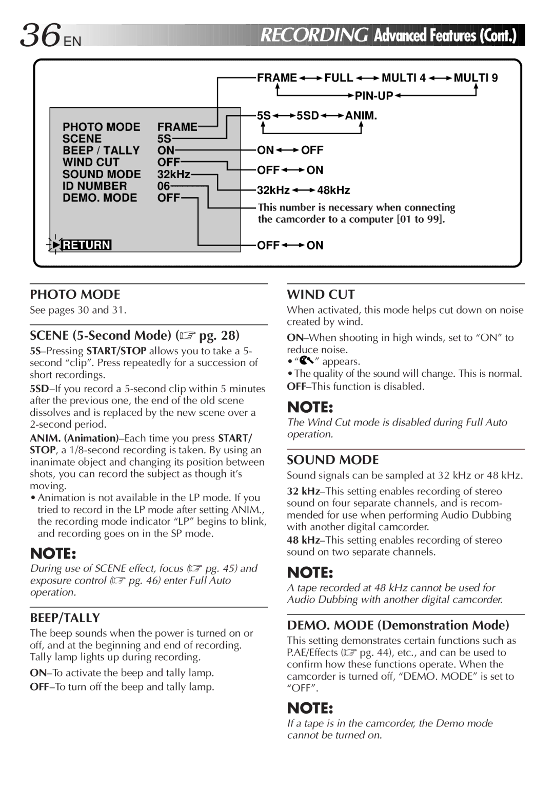 JVC GR-DVM5 manual 32kHz 48kHz 