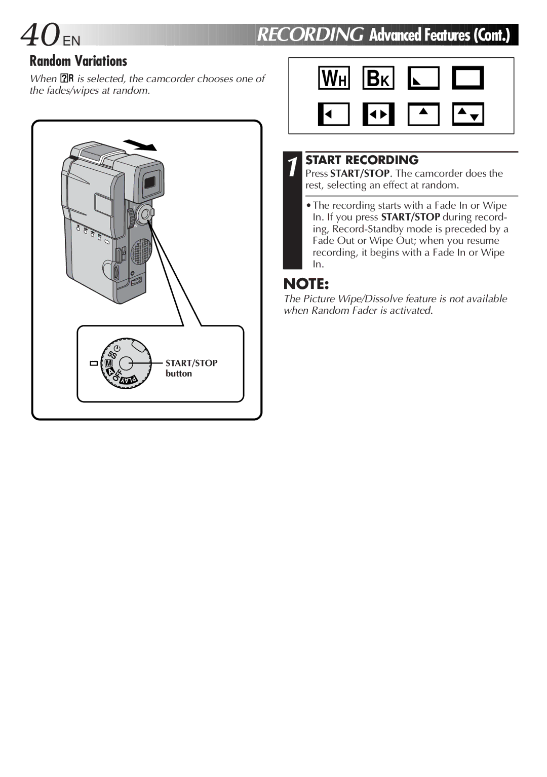 JVC GR-DVM5 manual Random Variations 