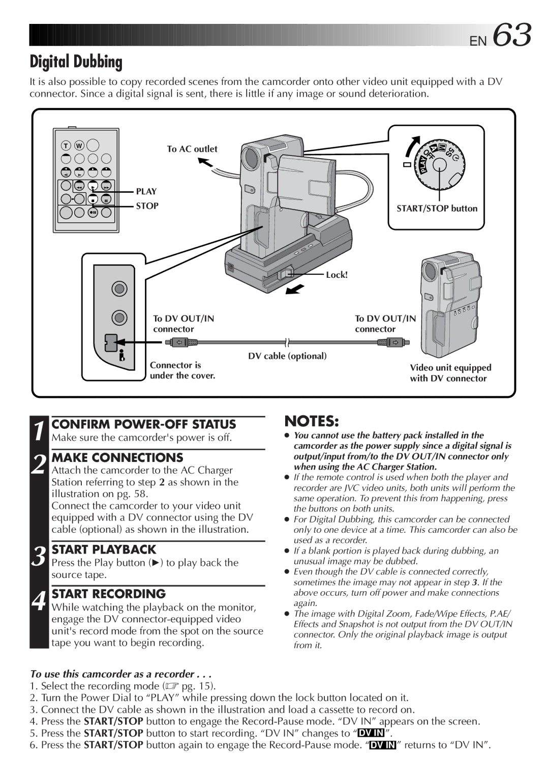 JVC GR-DVM5 manual Digital Dubbing, Make Connections 