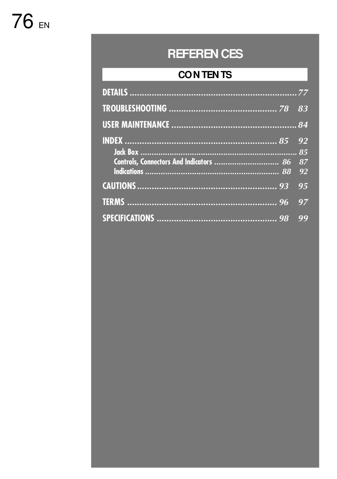 JVC GR-DVM75 specifications 76 EN, References 